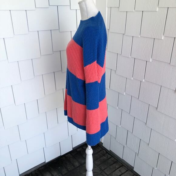 BP. for NORDSTROM Women's Pink/Blue Striped Oversized Hi-Low Hem Sweater sz XS - Picture 6 of 7